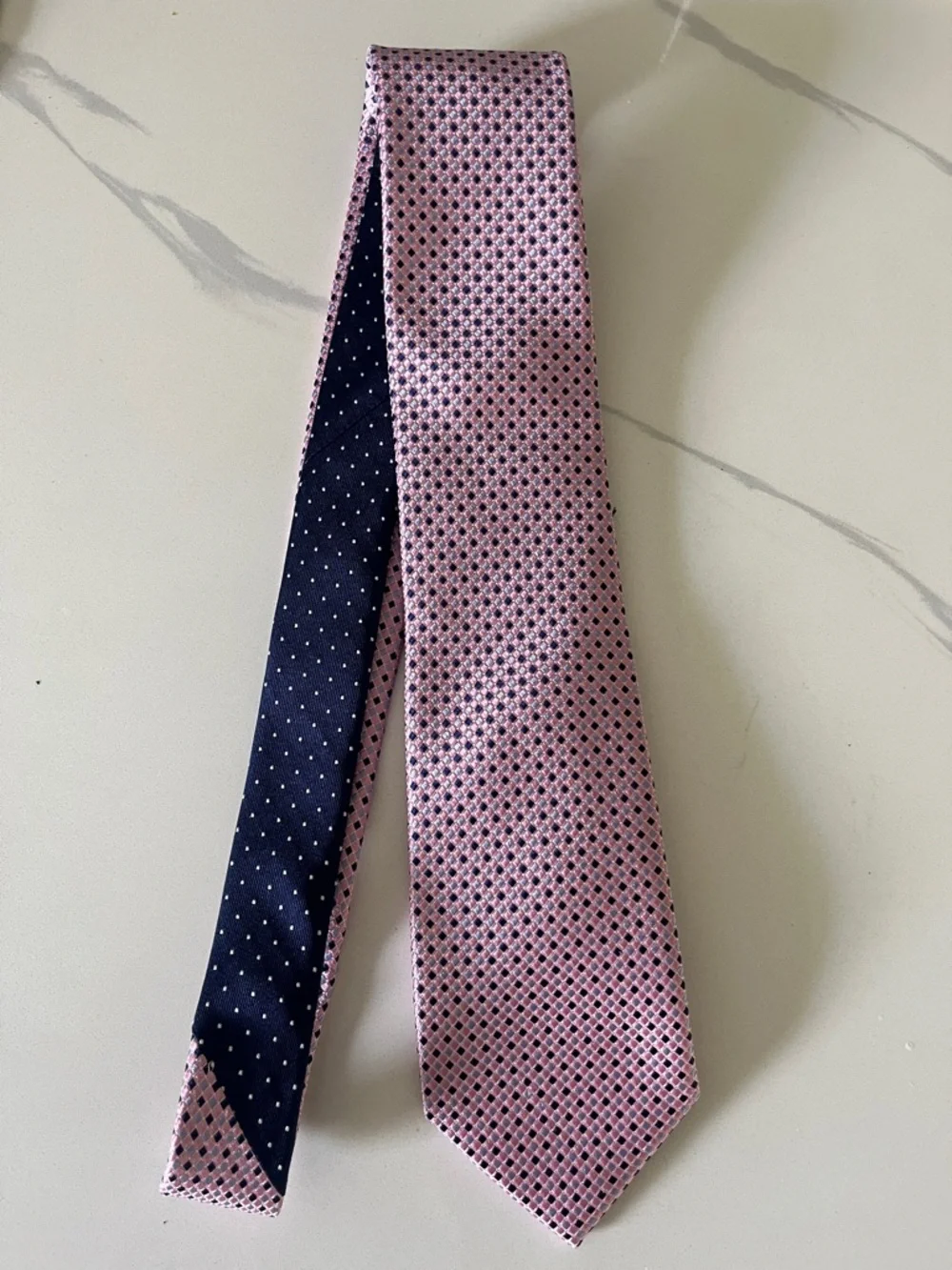 Men's Tommy Hilfiger Pink and blue polka dot tie silk